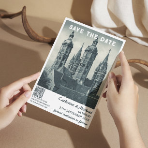 Deutschland Vintage Wedding QR Code Save The Date