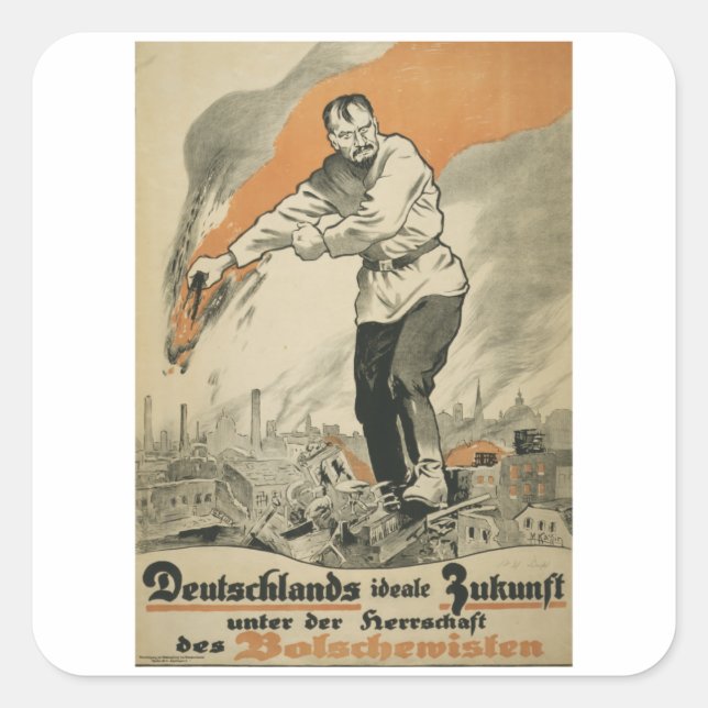 Deutschland - Vintager Deutschlands Krieg Quadratischer Aufkleber (Vorderseite)