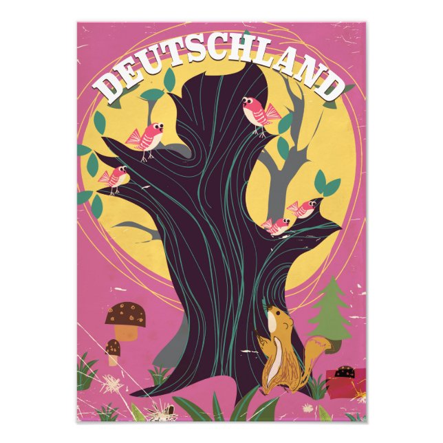 Deutschland Vintages Cartoon Landschaftsposter Fotodruck (Vorne)