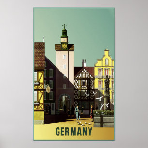 Deutschland.  Vintages Reiseplakat Poster