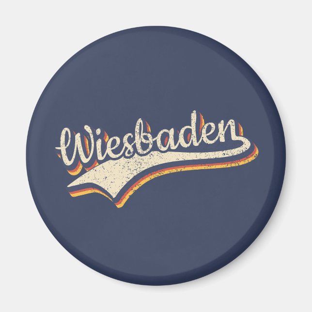 Deutschland Wiesbaden Vintag Retro Typografie Magnet (Vorne)