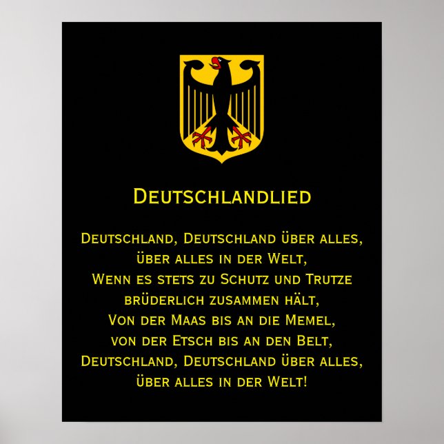 Deutschlanddeutsches nationales Anthem Poster (Vorne)