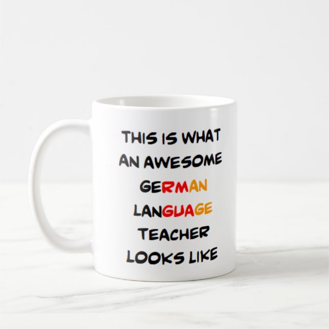 Deutschlehrerin, phantastische Tasse (Links)
