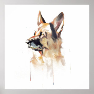 Deutschschäferhund-Wandkunstplakat, Haustierporträ Poster