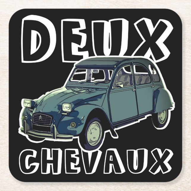Deux Chevaux Rechteckiger Pappuntersetzer (Vorderseite)
