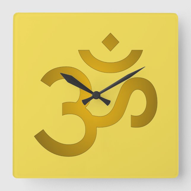 Devanagari om - Canary Quadratische Wanduhr (Vorderseite)