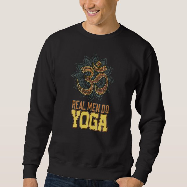 Devanagari Real Man Do Yoga Namaste Sweatshirt (Vorderseite)