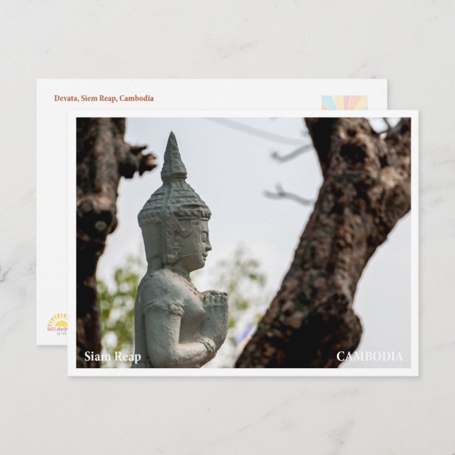 Devata-Skulptur Angkor Wat Postkarte (Vorne/Hinten)