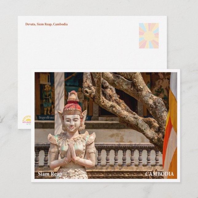 Devata-Statue Siem Reap Kambodscha Postkarte (Vorne/Hinten)