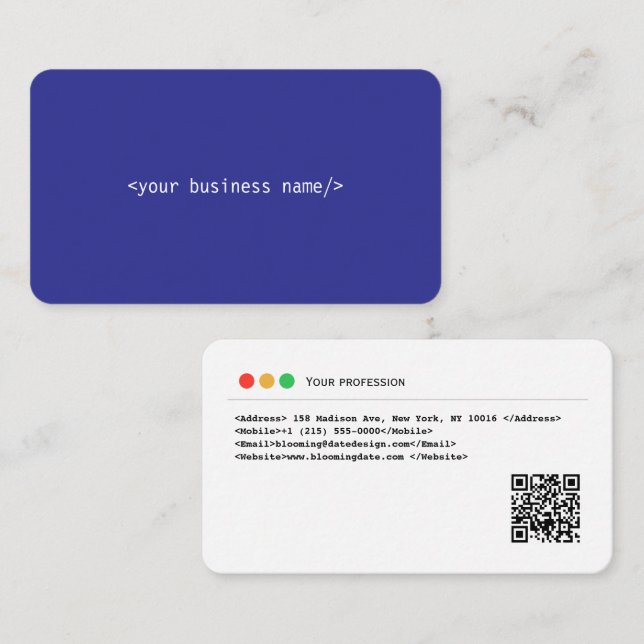 Developer Business Card mit QR-Code Visitenkarte (Vorne/Hinten)