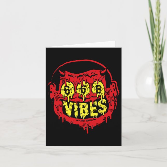 Devil 666 Vibes - Retro Style 666 Funny Evil Hallo Karte (Vorderseite)