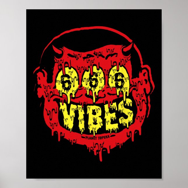 Devil 666 Vibes - Retro Style 666 Funny Evil Hallo Poster (Vorne)