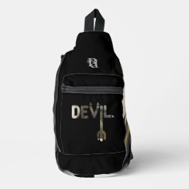 DEVIL Black Sling Bag Trend Abstrakt Gold