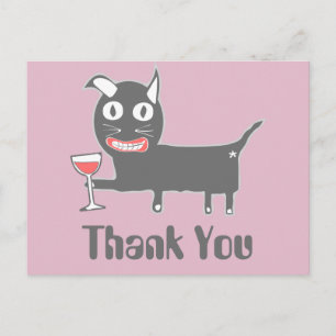 Devil Cat with Wine Danke Postkarte
