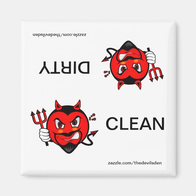 Devil Clean Dirty Geschirrspüler Magnet (Vorne)