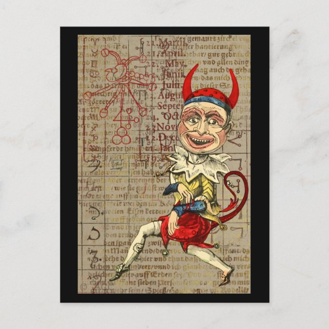 Devil Clown Zodiac Occult Symbols Postkarte (Vorderseite)