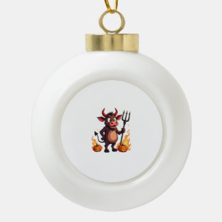 Devil Cow Mischief Keramik Kugel-Ornament
