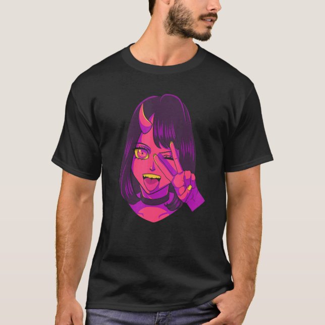 Devil Demon Girl Acid Pixie ästhetischer Satanic G T-Shirt (Vorderseite)