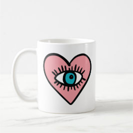 Devil eye in heart  kaffeetasse