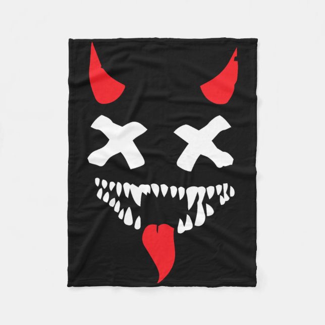 Devil Face Lazy Halloween Kostüm Beängstigende Cre Fleecedecke (Vorderseite)
