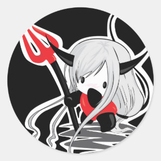 Devil Girl Runder Aufkleber