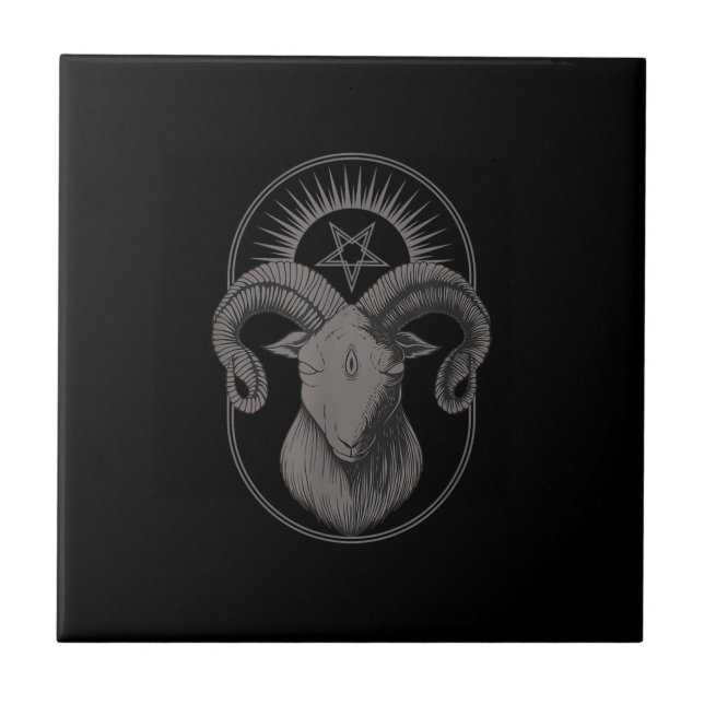 Devil Goat Pentagram Baphomet Satan Occult Satanic Fliese (Vorderseite)