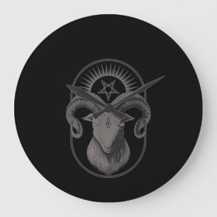 Devil Goat Pentagram Baphomet Satan Occult Satanic Große Wanduhr