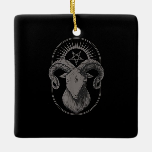 Devil Goat Pentagram Baphomet Satan Occult Satanic Keramikornament (Vorderseite)