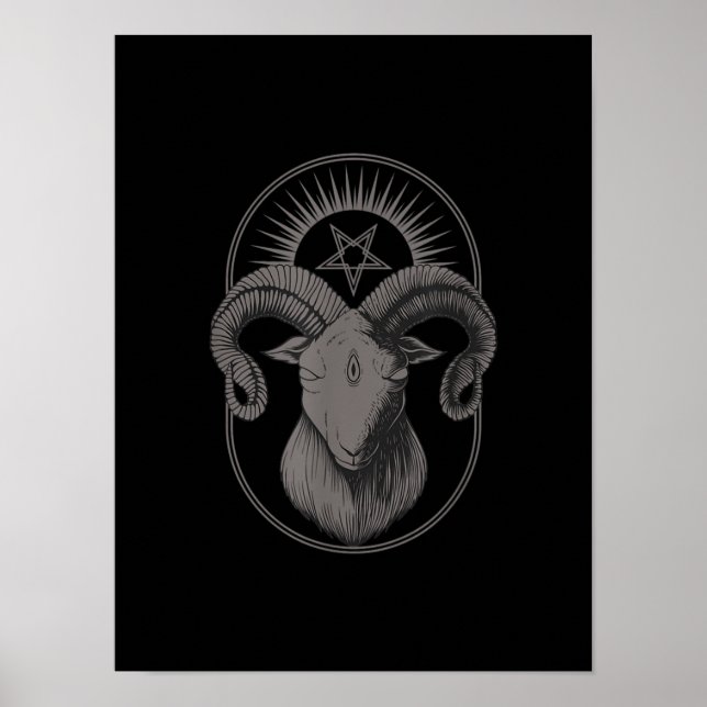 Devil Goat Pentagram Baphomet Satan Occult Satanic Poster (Vorne)