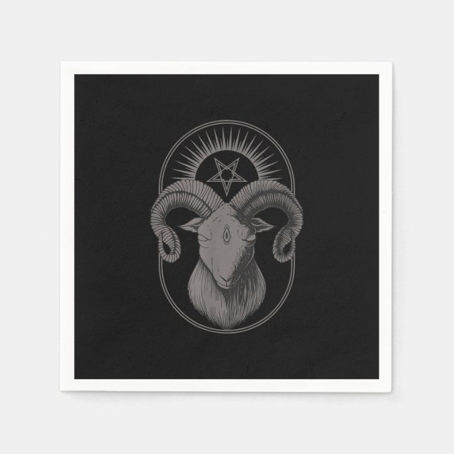 Devil Goat Pentagram Baphomet Satan Occult Satanic Serviette (Vorderseite)
