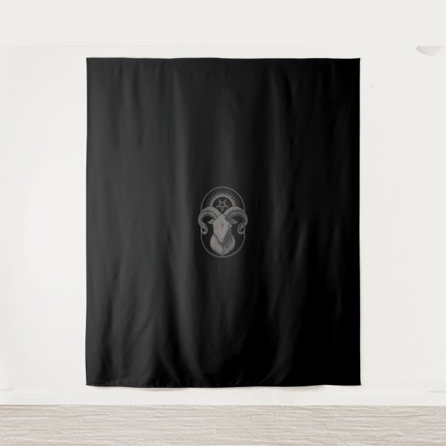 Devil Goat Pentagram Baphomet Satan Occult Satanic Wandteppich (Vorderseite)
