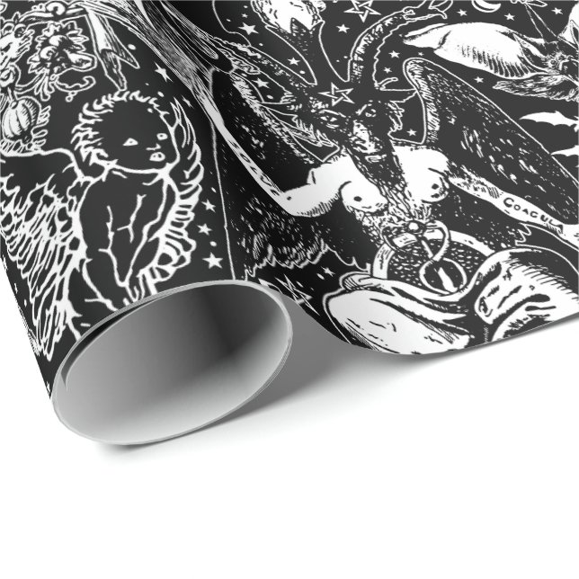 Devil Gothic Viktorianisch Gothic Wrapping Paper Geschenkpapier (Rolleneckpunkt)