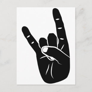 Devil Horns signiert Sprachpiktogramm für Rockmusi Postkarte
