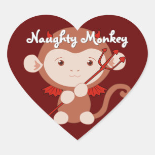 Devil Monkey Heart Stickers