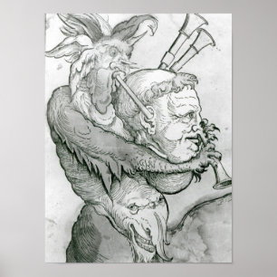 Devil Playing Man's Head als Saxophon, 1144 Poster