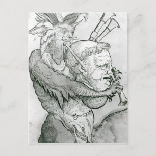 Devil Playing Man's Head als Saxophon, 1144 Postkarte