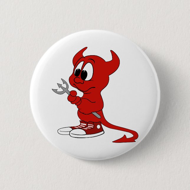 Devil Red Demon Cartoon Satan Evil Hell Heat Button (Vorderseite)