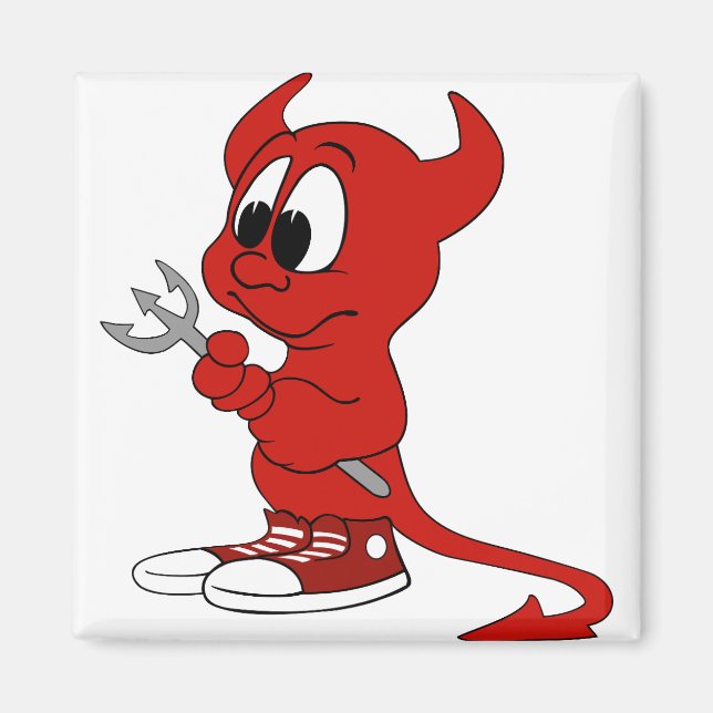 Devil Red Demon Cartoon Satan Evil Hell Heat Magnet (Vorne)
