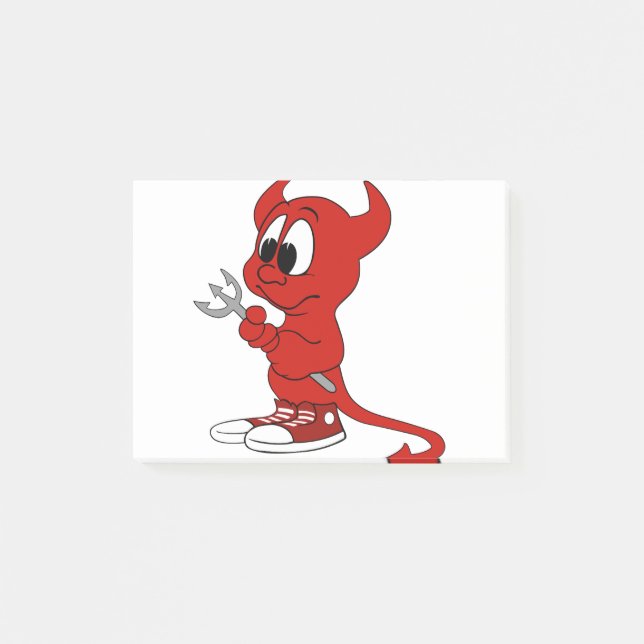Devil Red Demon Cartoon Satan Evil Hell Heat Post-it Klebezettel (Vorderseite)