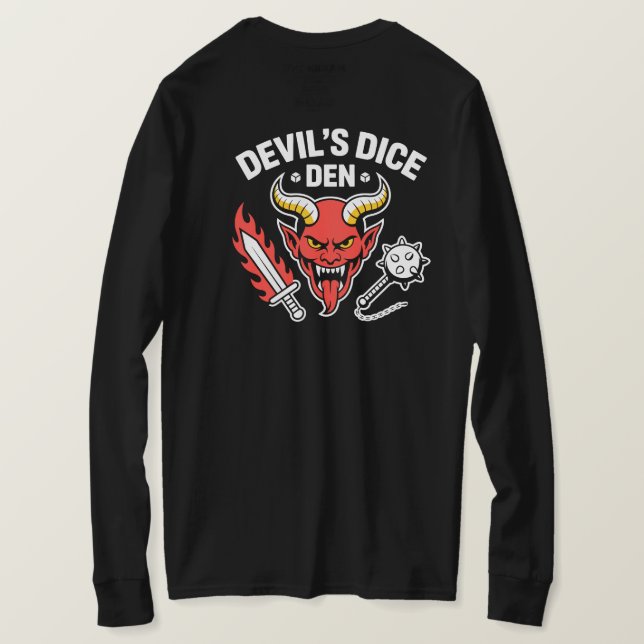 Devil’s Dice Den RPG Gamer T‑Shirt – Red Demon Hea T-Shirt (Design Rückseite)
