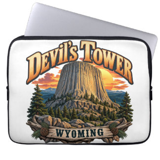 Devil’s Tower Wyoming Vintage-Sonnenuntergangsgraf Laptopschutzhülle