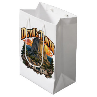 Devil’s Tower Wyoming Vintage-Sonnenuntergangsgraf Mittlere Geschenktüte