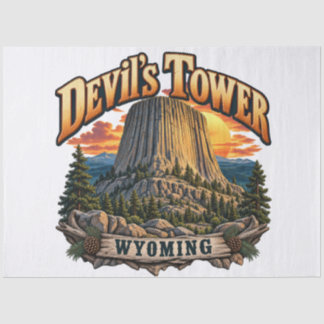 Devil’s Tower Wyoming Vintage-Sonnenuntergangsgraf Seidenpapier