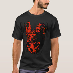 Devil Satan Demon Kitten Pentagram Katzen T-Shirt