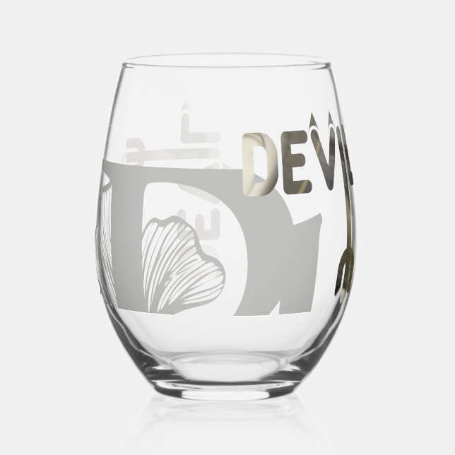 DEVIL Stemless Weine Glass Abstrakt Black Gold Weinglas Ohne Stiel (Vorderseite)