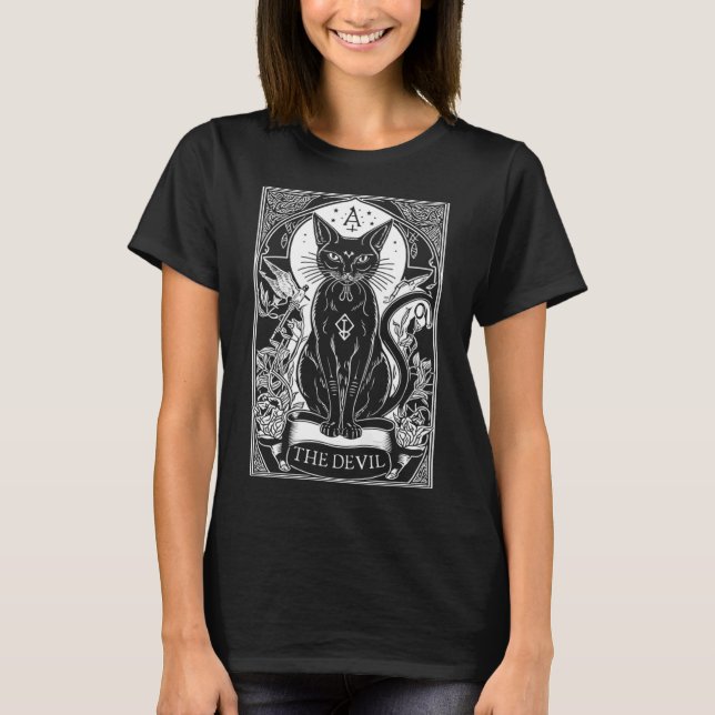 Devil Tarot Card Cat Tarot Card T-Shirt (Vorderseite)