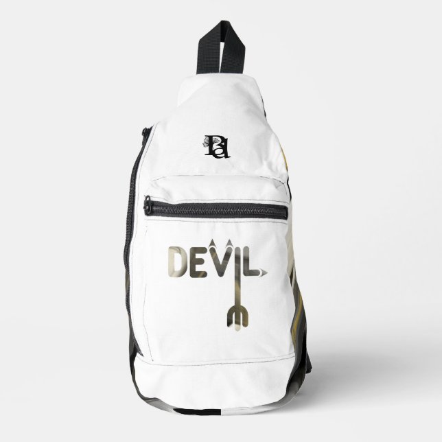 DEVIL White Sling Bag Trend Abstrakt Black Gold (Vorderseite)