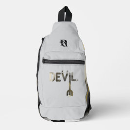 DEVIL White Sling Bag Trend Abstrakt Black Gold