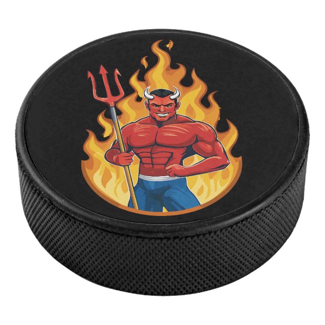 Devil with trident eishockey puck (3/4)
