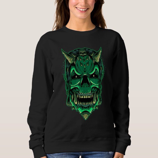Devil Zombie Creepy Satan Evil Demon Head Skull Ha Sweatshirt (Vorderseite)